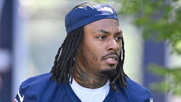 Jul 23, 2025; Foxborough, MA, USA; New England Patriots cornerback DJ James (30)  walks to the practice field for training camp at Gillette Stadium. Mandatory Credit: Eric Canha-Imagn Images