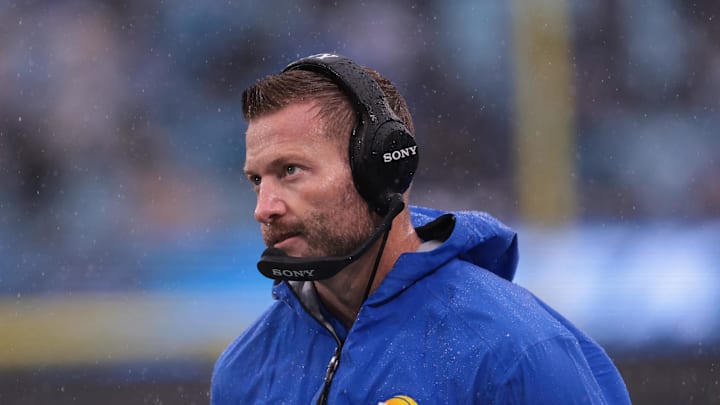Nov 30, 2025; Charlotte, North Carolina, USA; Los Angeles Rams head coach Sean McVay looks on during the third quarter against the Carolina Panthers at Bank of America Stadium. Mandatory Credit: Scott Kinser-Imagn Images Nov 30, 2025; Charlotte, North Carolina, USA; Los Angeles Rams head coach Sean McVay looks on during the third quarter against the Carolina Panthers at Bank of America Stadium. Mandatory Credit: Scott Kinser-Imagn Images