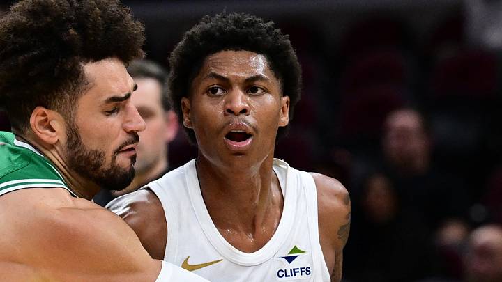 Oct 8, 2026; Cleveland, Ohio, USA; Cleveland Cavaliers guard Meleek Thomas (15) drives on Boston Celtics forward Gabe McGlothan (41) during the second half of a preseason game at Rocket Arena. Mandatory Credit: David Dermer-Imagn Images Oct 8, 2026; Cleveland, Ohio, USA; Cleveland Cavaliers guard Meleek Thomas (15) drives on Boston Celtics forward Gabe McGlothan (41) during the second half of a preseason game at Rocket Arena. Mandatory Credit: David Dermer-Imagn Images