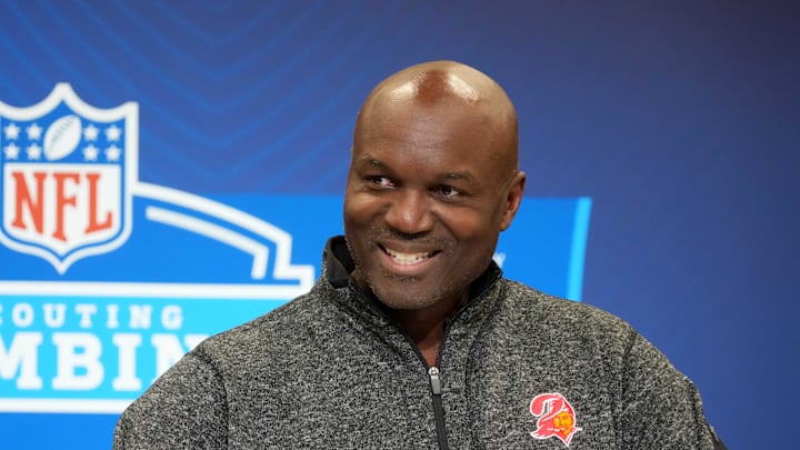 Tampa Bay Buccaneers coach Todd Bowles speaks during the NFL Scouting Combine at the Indiana Convention Center. Tampa Bay Buccaneers coach Todd Bowles speaks during the NFL Scouting Combine at the Indiana Convention Center.