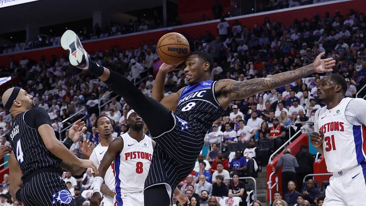 Apr 22, 2026; Detroit, Michigan, USA; Orlando Magic forward Jamal Cain (8) dunks in the first half against the Detroit Pistons during game two of the first round of the 2026 NBA Playoffs at Little Caesars Arena. Mandatory Credit: Rick Osentoski-Imagn Images Apr 22, 2026; Detroit, Michigan, USA; Orlando Magic forward Jamal Cain (8) dunks in the first half against the Detroit Pistons during game two of the first round of the 2026 NBA Playoffs at Little Caesars Arena. Mandatory Credit: Rick Osentoski-Imagn Images