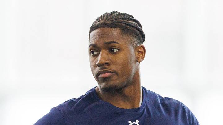 Running back Jadarian Price during Notre Dame football's Pro Day 