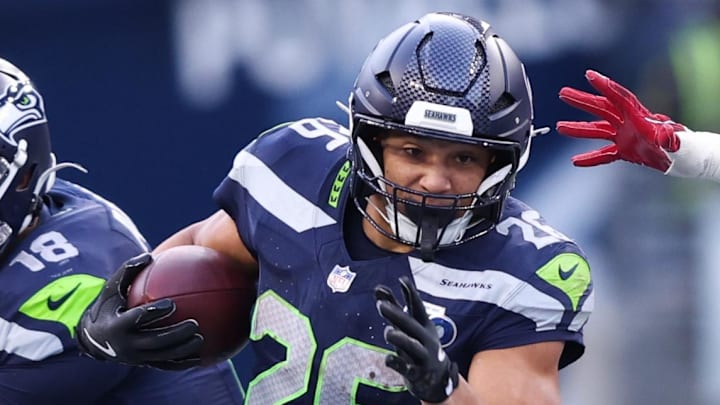 Seattle Seahawks running back Zach Charbonnet rushes during the fourth quarter against the Arizona Cardinals.