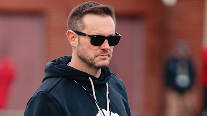 Arkansas Razorbacks coach Ryan Silverfield at spring practice.