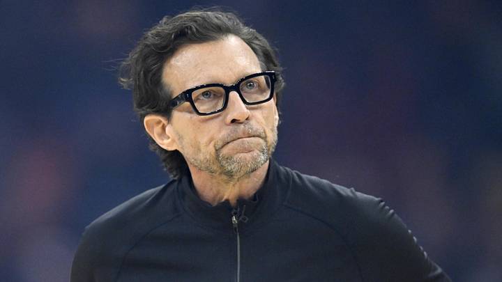 Atlanta Hawks head coach Quin Snyder reacts in the first quarter against the Cleveland Cavaliers at Rocket Arena on April 8, 2026. Atlanta Hawks head coach Quin Snyder reacts in the first quarter against the Cleveland Cavaliers at Rocket Arena on April 8, 2026.