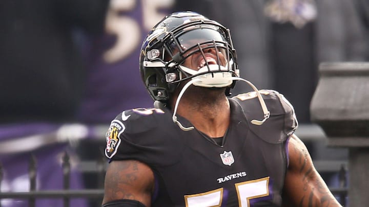 Baltimore Ravens outside linebacker Terrell Suggs (55) is introduced before an NFL football game against the Cincinnati Bengals, Sunday, Nov. 18, 2018, at M&T Bank Stadium in Baltimore.
Cincinnati Bengals At Baltimore Ravens 11 18 2018 Baltimore Ravens outside linebacker Terrell Suggs (55) is introduced before an NFL football game against the Cincinnati Bengals, Sunday, Nov. 18, 2018, at M&T Bank Stadium in Baltimore.
Cincinnati Bengals At Baltimore Ravens 11 18 2018