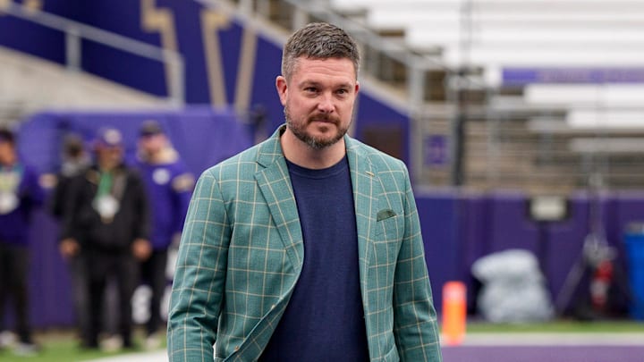 Oregon head coach Dan Lanning walks the field before the game as the Oregon Ducks take on the Washington Huskies on Nov. 29, 2025, at Husky Stadium in Seattle, Washington.