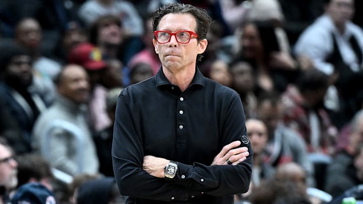 Atlanta Hawks head coach Quin Snyder looks on against the Washington Wizards.