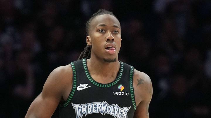 May 15, 2026; Minneapolis, Minnesota, USA; Minnesota Timberwolves guard Ayo Dosunmu (13) dribbles the ball against the San Antonio Spurs in the second during game six of the second round of the 2026 NBA Playoffs at Target Center. Mandatory Credit: Jesse Johnson-Imagn Images