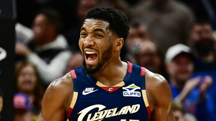 Nov 8, 2025; Cleveland, Ohio, USA; Cleveland Cavaliers guard Donovan Mitchell (45) celebrates during the second half against the Chicago Bulls at Rocket Arena. Mandatory Credit: Ken Blaze-Imagn Images Nov 8, 2025; Cleveland, Ohio, USA; Cleveland Cavaliers guard Donovan Mitchell (45) celebrates during the second half against the Chicago Bulls at Rocket Arena. Mandatory Credit: Ken Blaze-Imagn Images