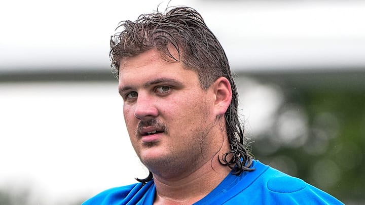 Detroit Lions guard Tate Ratledge (69). Detroit Lions guard Tate Ratledge (69).