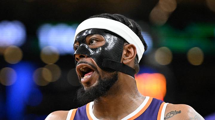 Boston, Massachusetts, USA; Phoenix Suns guard Jordan Goodwin (23) reacts after being called for a foul against the Boston Celtics during the second half at the TD Garden on Mar 16, 2026. Boston, Massachusetts, USA; Phoenix Suns guard Jordan Goodwin (23) reacts after being called for a foul against the Boston Celtics during the second half at the TD Garden on Mar 16, 2026.