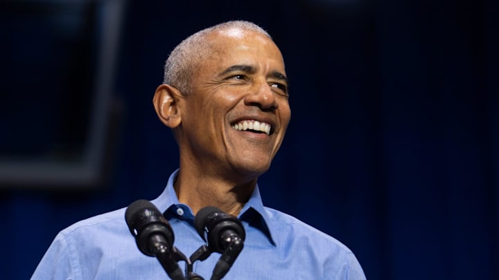 Former President Barack Obama delivers a speech