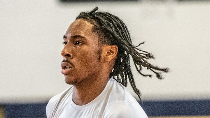 Wayne Memorial's Carlos Medlock Jr. looks to shoot during a boys basketball open gym on Wednesday, July 31, 2024.