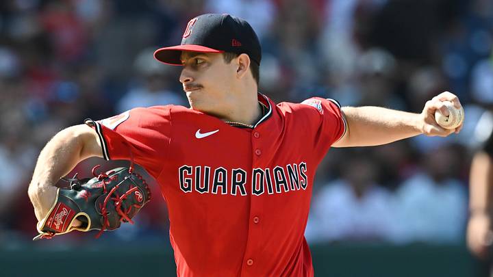 Sep 28, 2025; Cleveland, Ohio, USA; Cleveland Guardians starting pitcher Logan Allen (26) throws a pitch against the Texas Rangers during the first inning at Progressive Field. Mandatory Credit: Ken Blaze-Imagn Images Sep 28, 2025; Cleveland, Ohio, USA; Cleveland Guardians starting pitcher Logan Allen (26) throws a pitch against the Texas Rangers during the first inning at Progressive Field. Mandatory Credit: Ken Blaze-Imagn Images