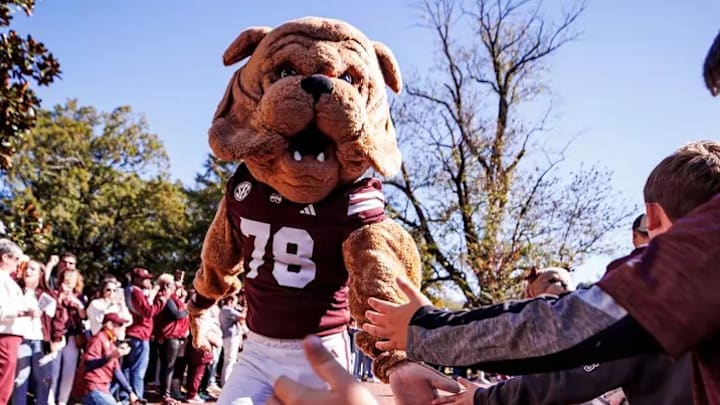 Mississippi State Mascot Bully during the game between the Missouri Tigers and the Mississippi State Bulldogs at Davis Wade Stadium at Scott Field in Starkville, MS. Mississippi State Mascot Bully during the game between the Missouri Tigers and the Mississippi State Bulldogs at Davis Wade Stadium at Scott Field in Starkville, MS.
