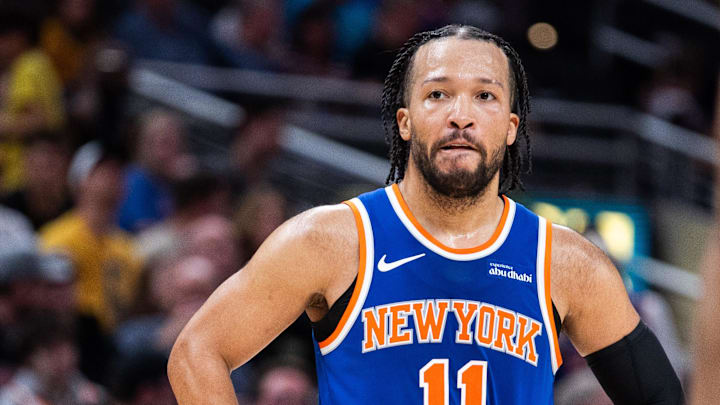Mar 13, 2026; Indianapolis, Indiana, USA;  New York Knicks guard Jalen Brunson (11) in the second half against the Indiana Pacers at Gainbridge Fieldhouse. Mandatory Credit: Trevor Ruszkowski-Imagn Images