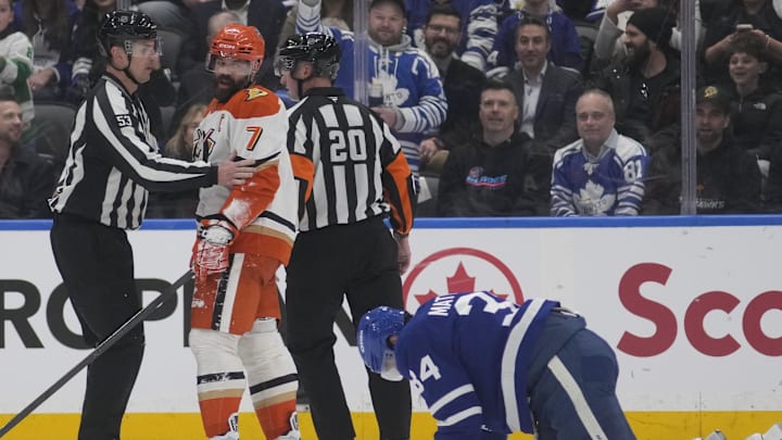 Ducks defenseman Radko Gudas served a five-game suspension for his hit on Leafs star Auston Matthews earlier this month. Ducks defenseman Radko Gudas served a five-game suspension for his hit on Leafs star Auston Matthews earlier this month.