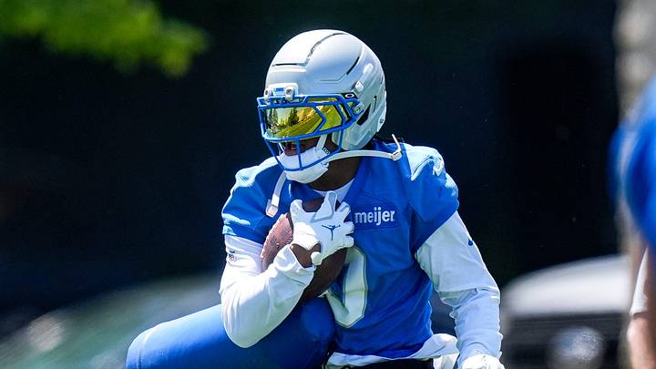 Detroit Lions running back Jahmyr Gibbs (0) practices a drill during OTAs at Meijer Performance Center in Allen Park on Friday, May 29, 2026. Detroit Lions running back Jahmyr Gibbs (0) practices a drill during OTAs at Meijer Performance Center in Allen Park on Friday, May 29, 2026.
