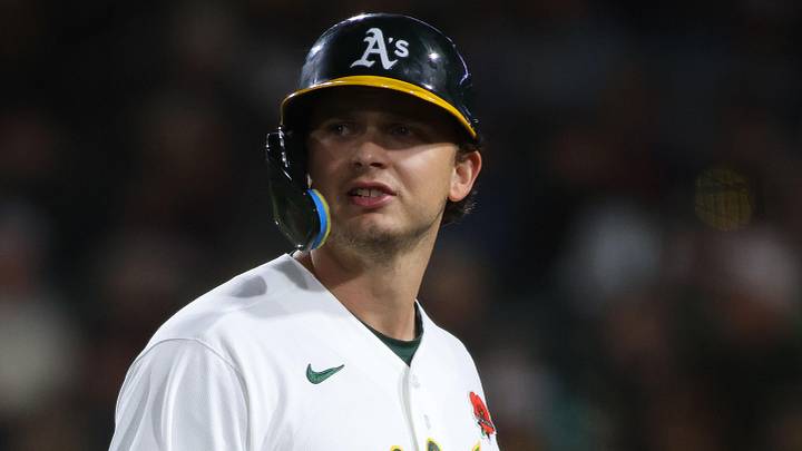 May 25, 2026; West Sacramento, California, USA; Athletics first baseman Nick Kurtz (16) walks back to the dugout after striking out during the eighth inning against the Seattle Mariners at Sutter Health Park. Mandatory Credit: Scott Marshall-Imagn Images