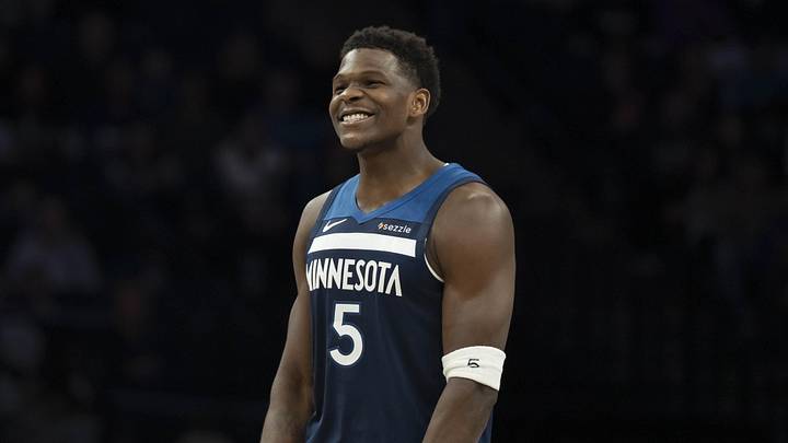 Feb 11, 2026; Minneapolis, Minnesota, USA; Minnesota Timberwolves guard Anthony Edwards (5) celebrates Minnesota Timberwolves forward Julius Randle (not pictured) making a shot against the Portland Trail Blazers in the second half at Target Center. Mandatory Credit: Jesse Johnson-Imagn Images Feb 11, 2026; Minneapolis, Minnesota, USA; Minnesota Timberwolves guard Anthony Edwards (5) celebrates Minnesota Timberwolves forward Julius Randle (not pictured) making a shot against the Portland Trail Blazers in the second half at Target Center. Mandatory Credit: Jesse Johnson-Imagn Images