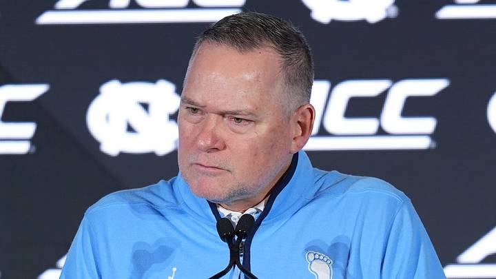 Oct 7, 2026; Charlotte, NC, USA; North Carolina Tar Heels head coach Michael Malone answers questions from the media during the ACC Tip-Off in Charlotte, NC. Mandatory Credit: Jim Dedmon-Imagn Images Oct 7, 2026; Charlotte, NC, USA; North Carolina Tar Heels head coach Michael Malone answers questions from the media during the ACC Tip-Off in Charlotte, NC. Mandatory Credit: Jim Dedmon-Imagn Images