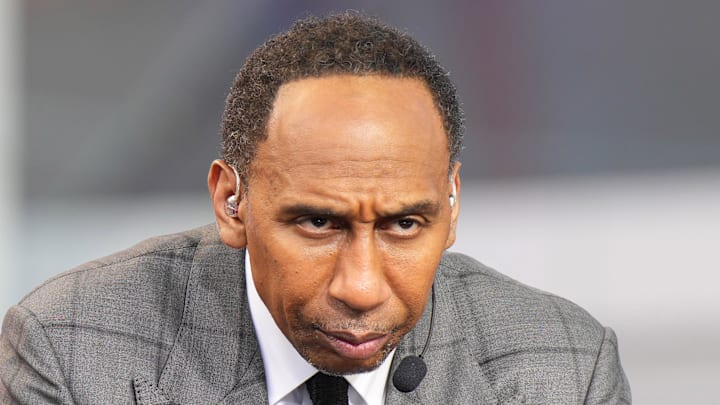 Oct 23, 2024; Inglewood, California, USA; Stephen A. Smith (Stephen Smith) on the ESPN NBA Countdown live set at Intuit Dome. Mandatory Credit: Kirby Lee-Imagn Images