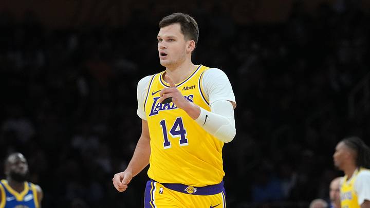 Oct 21, 2026; Los Angeles, California, USA; Los Angeles Lakers center Walker Kessler (14) reacts against the Golden State Warriors in the first half at Crypto.com Arena. Mandatory Credit: Kirby Lee-Imagn Images Oct 21, 2026; Los Angeles, California, USA; Los Angeles Lakers center Walker Kessler (14) reacts against the Golden State Warriors in the first half at Crypto.com Arena. Mandatory Credit: Kirby Lee-Imagn Images