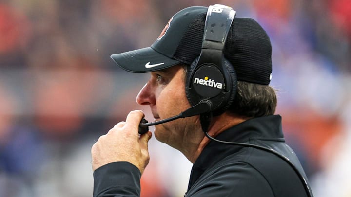 Oregon State Beavers head coach Jonathan Smith watches the game from the sidelines during the first half of the game against the UCLA Bruins on Saturday, Oct. 14, 2023 at Reser Stadium in Corvallis, Ore.