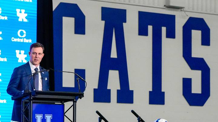 New Kentucky Wildcat head coach Will Stein makes remarks as he is introduced at Kentucky on Wednesday, December 3, 2025 New Kentucky Wildcat head coach Will Stein makes remarks as he is introduced at Kentucky on Wednesday, December 3, 2025
