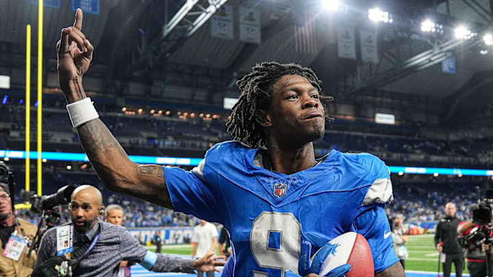 Detroit Lions wide receiver Jameson Williams (9) 