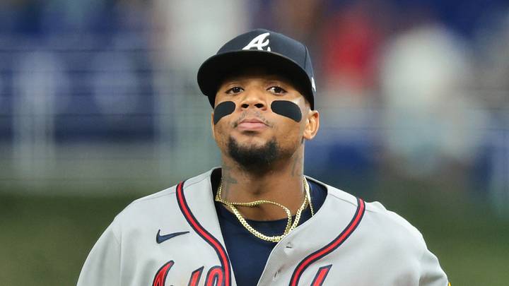 Sep 25, 2026; Miami, Florida, USA; Atlanta Braves right fielder Ronald Acuña Jr. (13) returns to the dugout against the Miami Marlins during the first inning at loanDepot Park. Mandatory Credit: Sam Navarro-Imagn Images