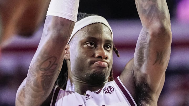 Mar 2, 2024; Athens, Georgia, USA; Texas A&M Aggies guard Manny Obaseki (35) takes a free throw