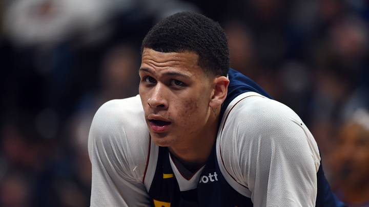 Oct 24, 2026; Denver, Colorado, USA; Denver Nuggets forward Trevon Brazile (7) waits for a free throw during the first half against the New Orleans Pelicans at Ball Arena. Mandatory Credit: Christopher Hanewinckel-Imagn Images