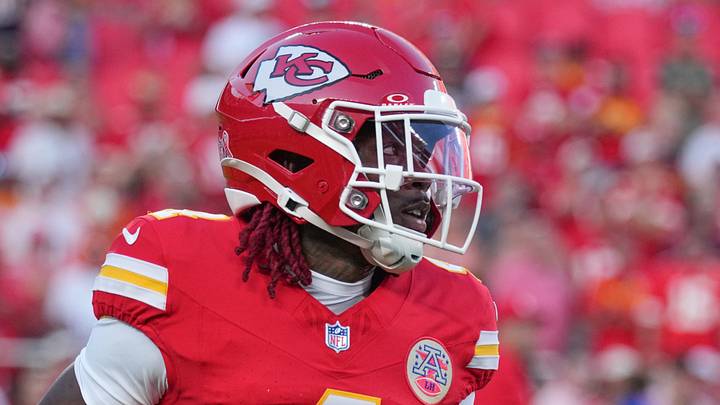 Sep 14, 2026; Kansas City, Missouri, USA; Kansas City Chiefs wide receiver Rashee Rice (4) warms up against the Denver Broncos prior to the game at GEHA Field at Arrowhead Stadium. Mandatory Credit: Denny Medley-Imagn Images