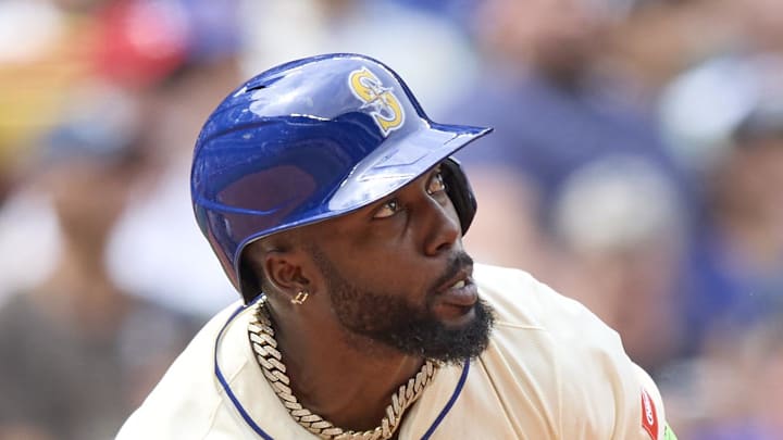 Seattle Mariners left fielder Randy Arozarena (56) runs the bases on a double against the Texas Rangers during the seventh inning at T-Mobile Park on Aug. 3. Seattle Mariners left fielder Randy Arozarena (56) runs the bases on a double against the Texas Rangers during the seventh inning at T-Mobile Park on Aug. 3.