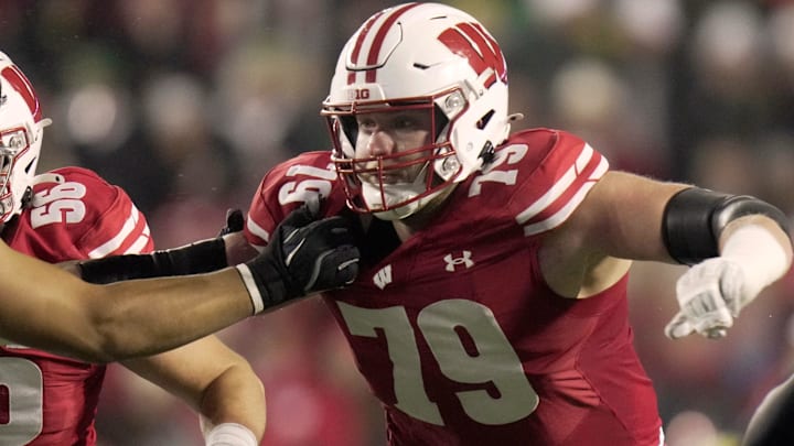 The Atlanta Falcons selected Wisconsin offensive lineman Jack Nelson in the seventh round of the 2025 NFL draft.