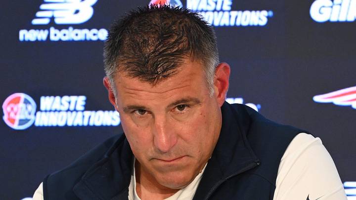Jun 2, 2026; Foxborough, MA, USA; New England Patriots head coach Mike Vrabel holds a press conference before the start of practices at the team's OTA at Gillette Stadium. Mandatory Credit: Eric Canha-Imagn Images Jun 2, 2026; Foxborough, MA, USA; New England Patriots head coach Mike Vrabel holds a press conference before the start of practices at the team's OTA at Gillette Stadium. Mandatory Credit: Eric Canha-Imagn Images