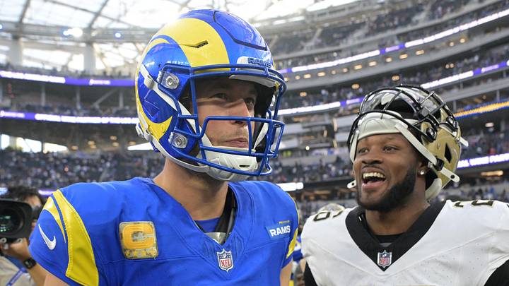 Los Angeles Rams quarterback Matthew Stafford and New Orleans Saints safety Terrell Burgess. Los Angeles Rams quarterback Matthew Stafford and New Orleans Saints safety Terrell Burgess.