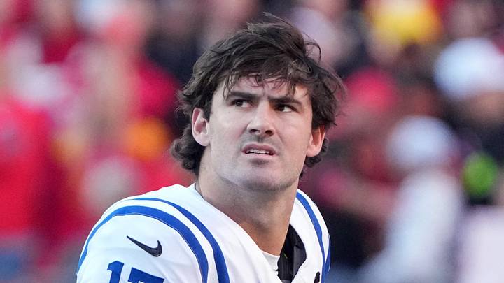 Indianapolis Colts quarterback Daniel Jones looks on Indianapolis Colts quarterback Daniel Jones looks on