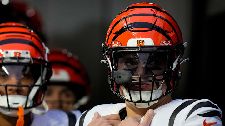Cincinnati Bengals defensive end Trey Hendrickson (91) stands by before the first quarter of the NFL 16 game between the Pittsburgh Steelers and the Cincinnati Bengals at Acrisure Stadium in Pittsburgh on Saturday, Dec. 23, 2023. The Steelers led 24-0 at halftime.