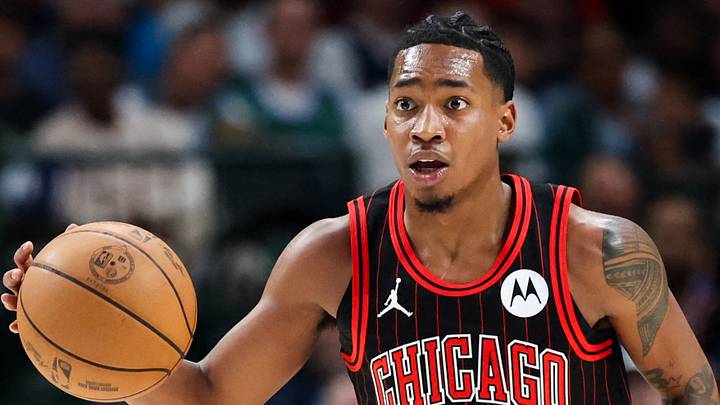 Apr 12, 2026; Dallas, Texas, USA;  Chicago Bulls guard Rob Dillingham (7) dribbles against the Dallas Mavericks during the first half at American Airlines Center. Mandatory Credit: Kevin Jairaj-Imagn Images