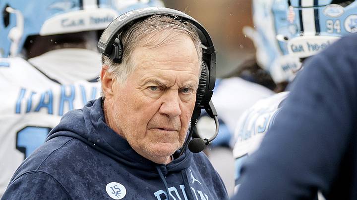 Aug 29, 2026; Dublin, Co. Dublin, IRL; North Carolina Tar Heels head coach Bill Belichick stands on the sidleline against the TCU Horned Frogs in the first half at Aviva Stadium. Mandatory Credit: Laszlo Geczo-Imagn Images Aug 29, 2026; Dublin, Co. Dublin, IRL; North Carolina Tar Heels head coach Bill Belichick stands on the sidleline against the TCU Horned Frogs in the first half at Aviva Stadium. Mandatory Credit: Laszlo Geczo-Imagn Images