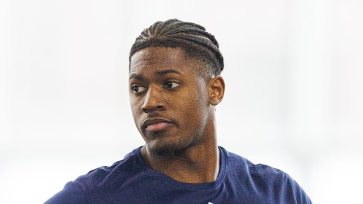 Running back Jadarian Price during Notre Dame football's Pro Day at Irish Athletic Center.