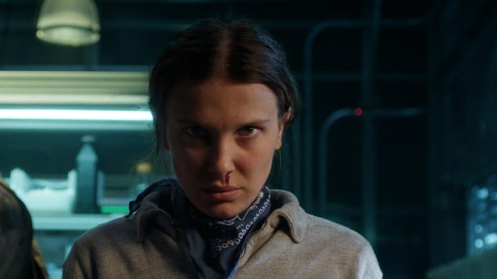 (L to R) David Harbour as Jim Hopper and Millie Bobby Brown as Eleven in Stranger Things season 5