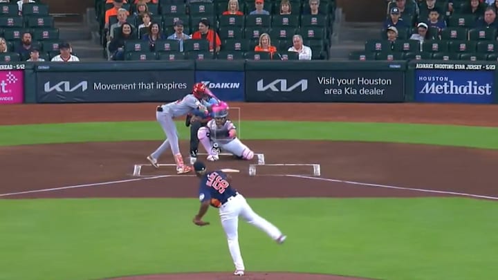 Elly De La Cruz is called out on strikes against the Houston Astros.