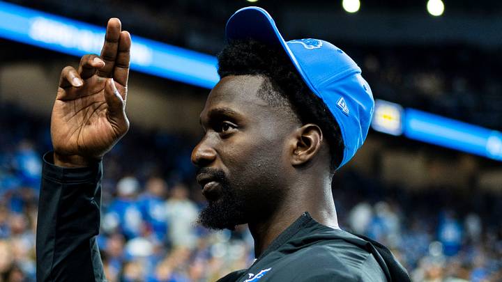 Detroit Lions safety Kerby Joseph waves to the crowd ahead of a game against the New Orleans Saints at Ford Field Detroit Lions safety Kerby Joseph waves to the crowd ahead of a game against the New Orleans Saints at Ford Field