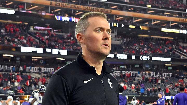 Southern California Trojans head coach Lincoln Riley walks the field before the CFP national championship game between the TCU Horned Frogs and the Georgia Bulldogs at SoFi Stadium. Southern California Trojans head coach Lincoln Riley walks the field before the CFP national championship game between the TCU Horned Frogs and the Georgia Bulldogs at SoFi Stadium.