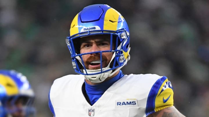 Jan 19, 2025; Philadelphia, Pennsylvania, USA; Los Angeles Rams tight end Tyler Higbee (89) against the Philadelphia Eagles in a 2025 NFC divisional round game at Lincoln Financial Field. Mandatory Credit: Eric Hartline-Imagn Images Jan 19, 2025; Philadelphia, Pennsylvania, USA; Los Angeles Rams tight end Tyler Higbee (89) against the Philadelphia Eagles in a 2025 NFC divisional round game at Lincoln Financial Field. Mandatory Credit: Eric Hartline-Imagn Images