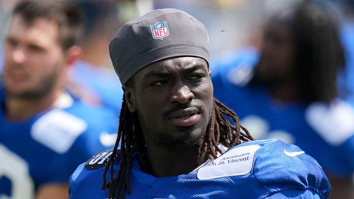 Indianapolis Colts wide receiver Ashton Dulin warms up Indianapolis Colts wide receiver Ashton Dulin warms up